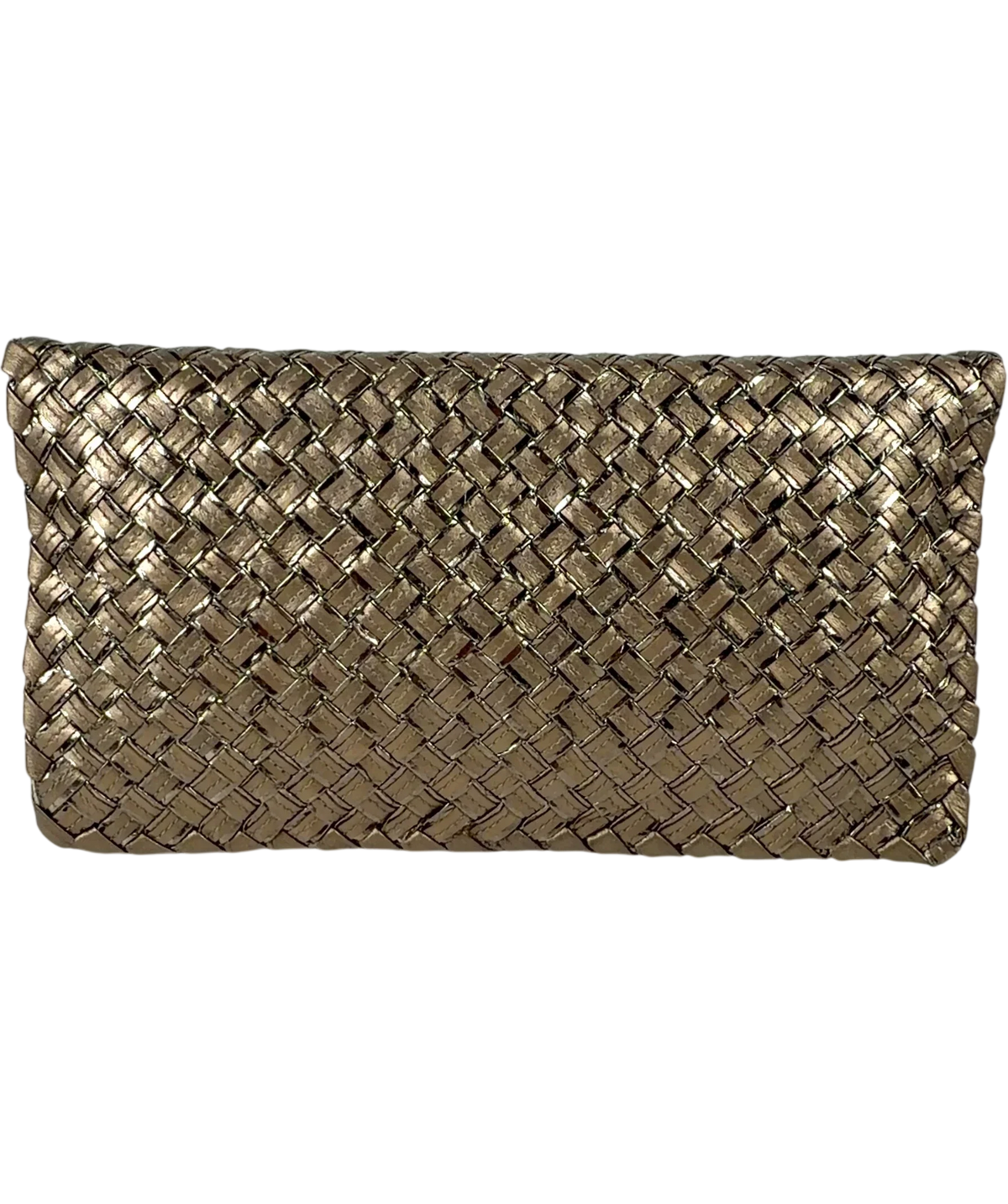 BOTTEGA VENETA bronze Woven Scarab Beetle Clutch — back