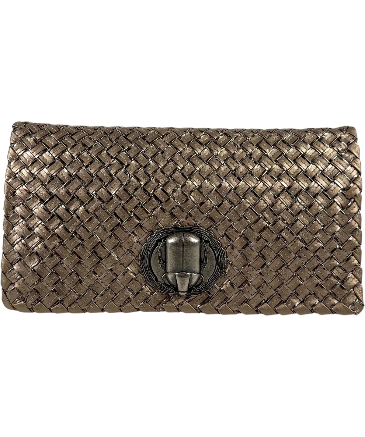 BOTTEGA VENETA bronze Woven Scarab Beetle Clutch — additional view