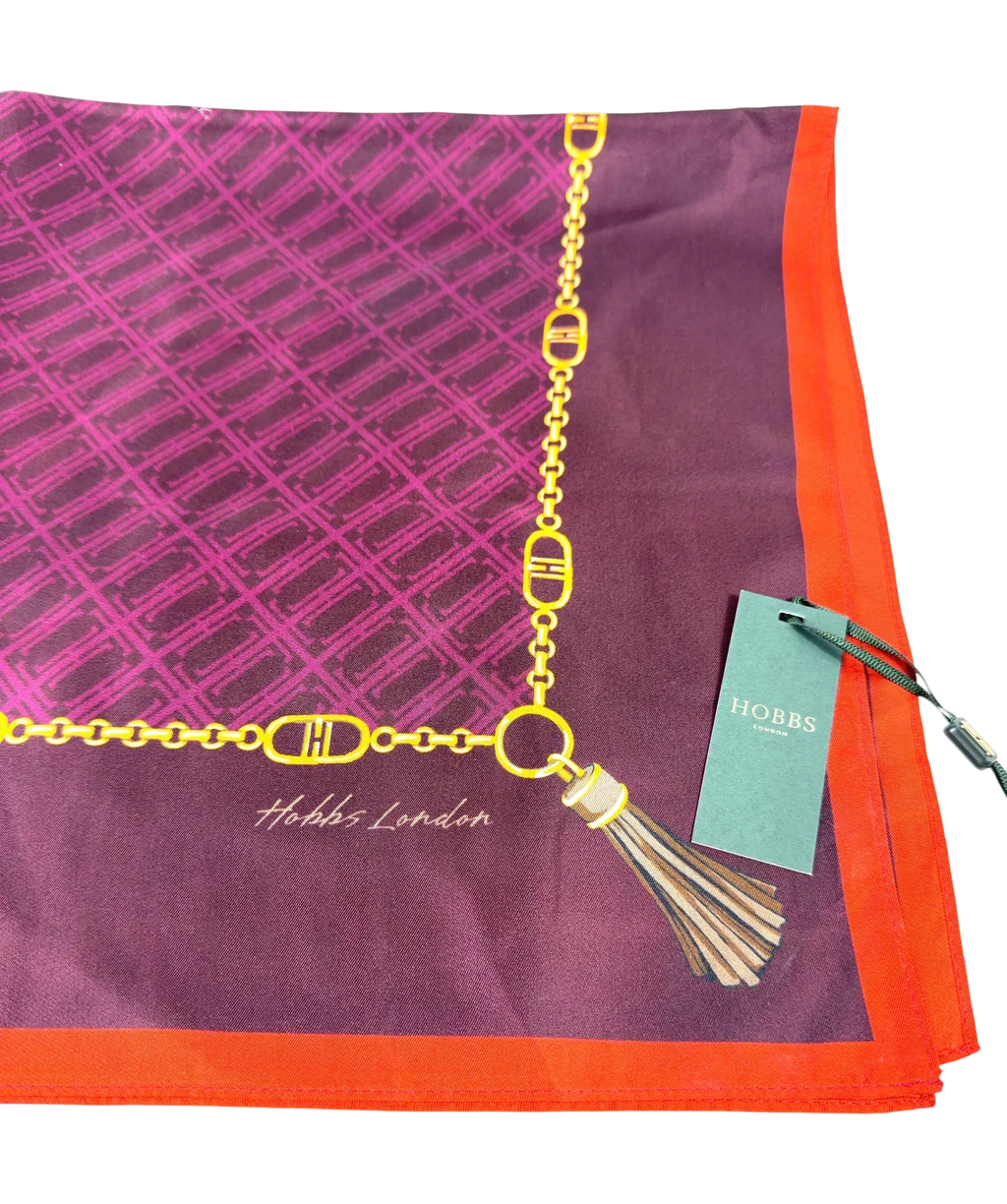 Hobbs Purple AMY SILK SCARF — back