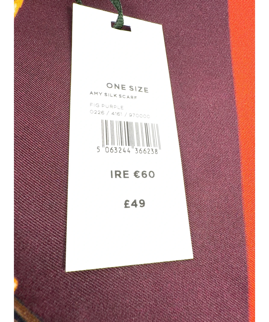 Hobbs Purple AMY SILK SCARF — label