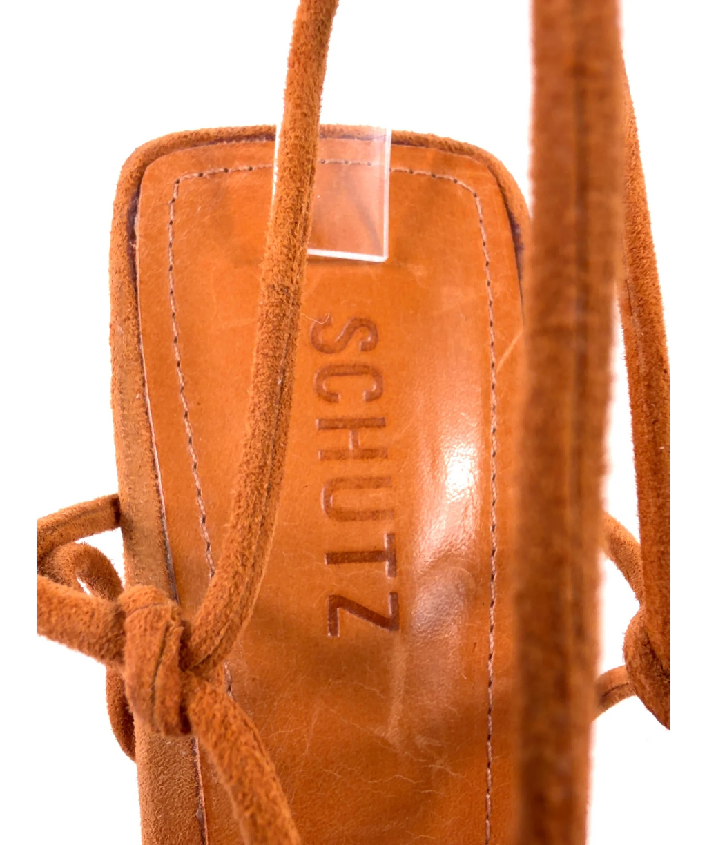 Schutz tan Pompeii Mid Heels, size UK 9.5 EU 42.5 👠 — care label
