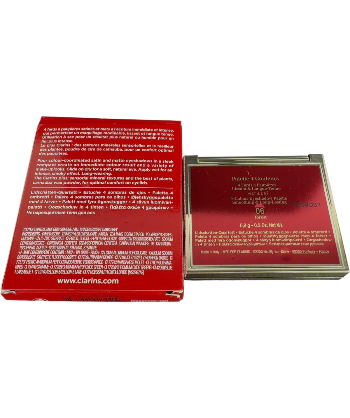 Clarins 06 forest Palette 4 Couleurs, size 6.9g — back