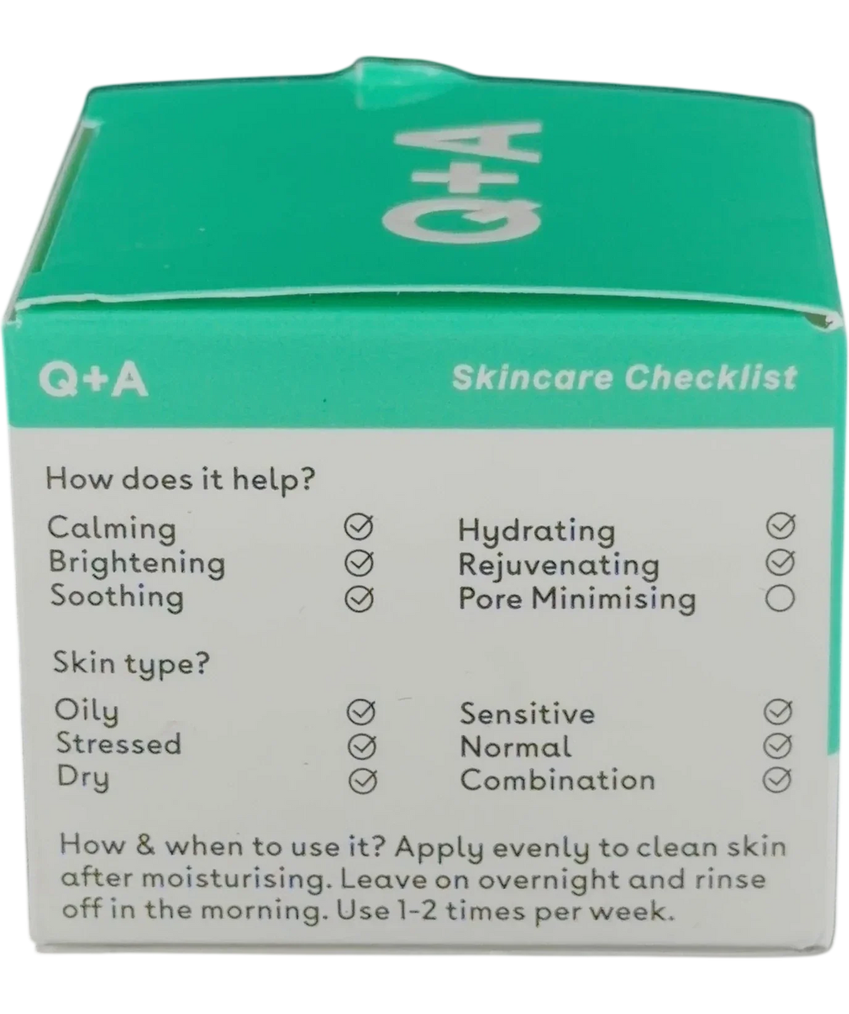 Q+A Cica Calming Overnight Mask, size 50g — back