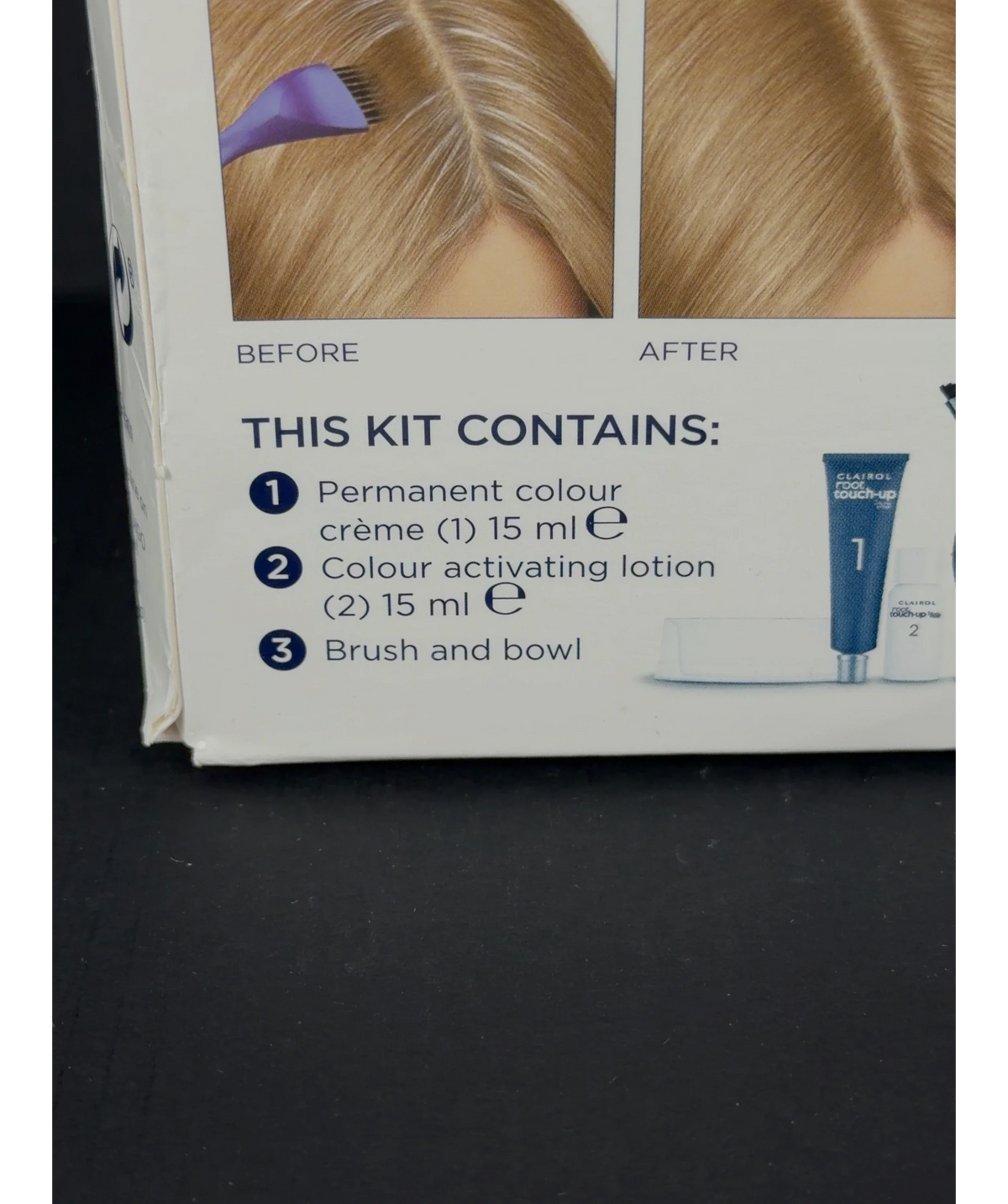Clairol 8 Root Touch-Up Permanent Hair Dye, size 15ml — care label