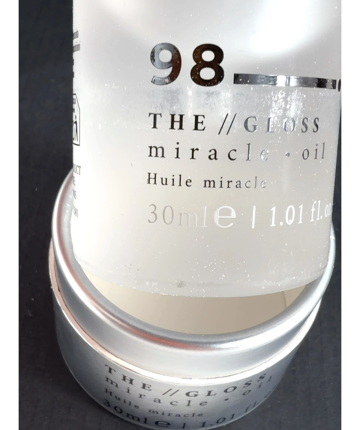 98 Beauty THE // GLOSS miracle oil, size 30ml — care label