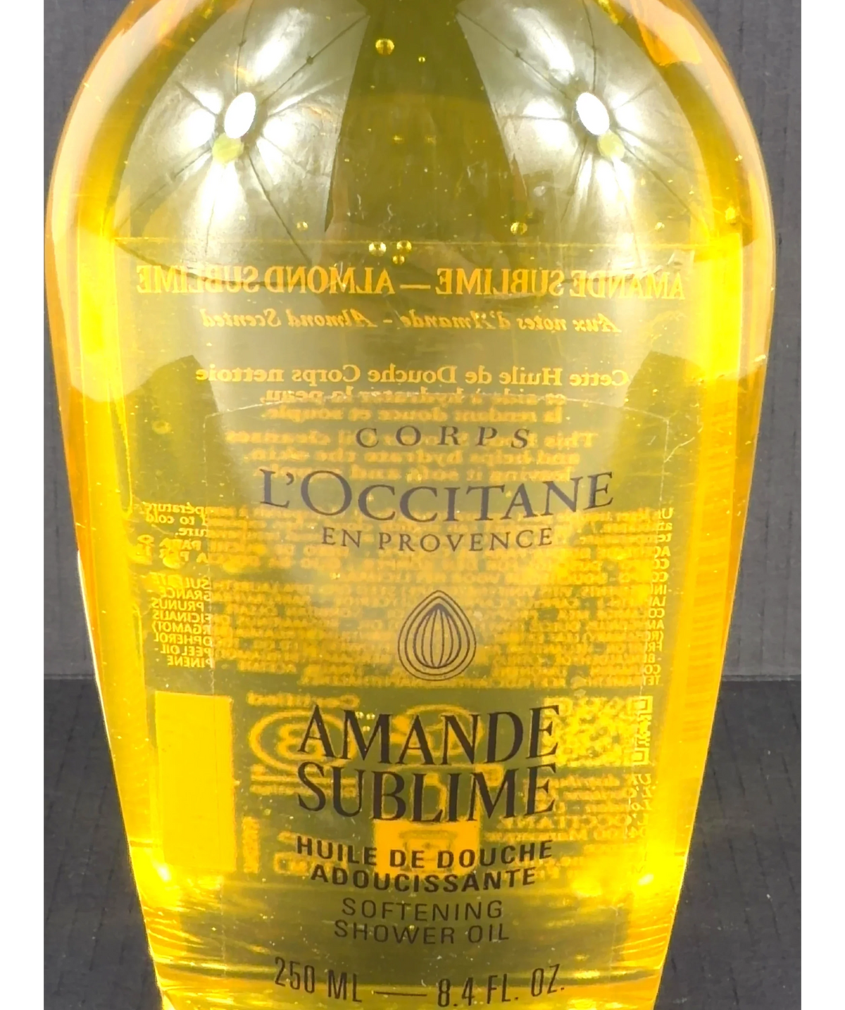 Loccitane AMANDE SUBLIME, size 250ml — label