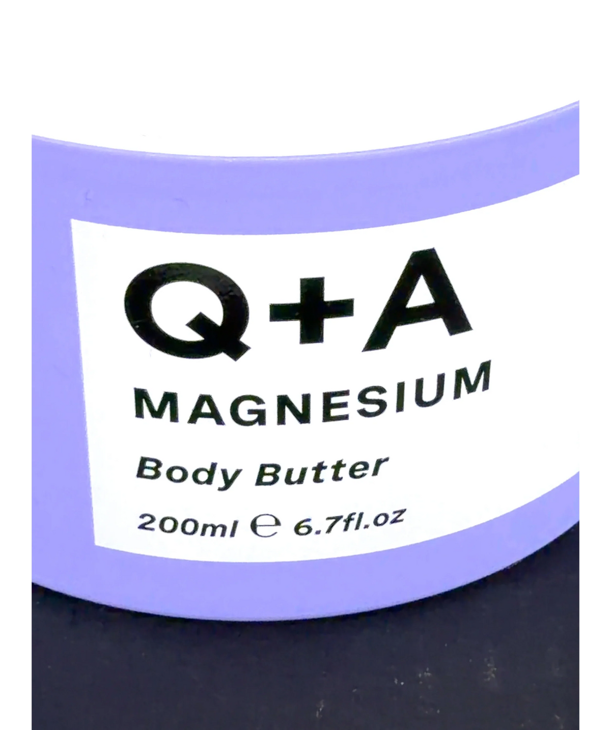 Q+A Magnesium Body Butter, size 200ml — label