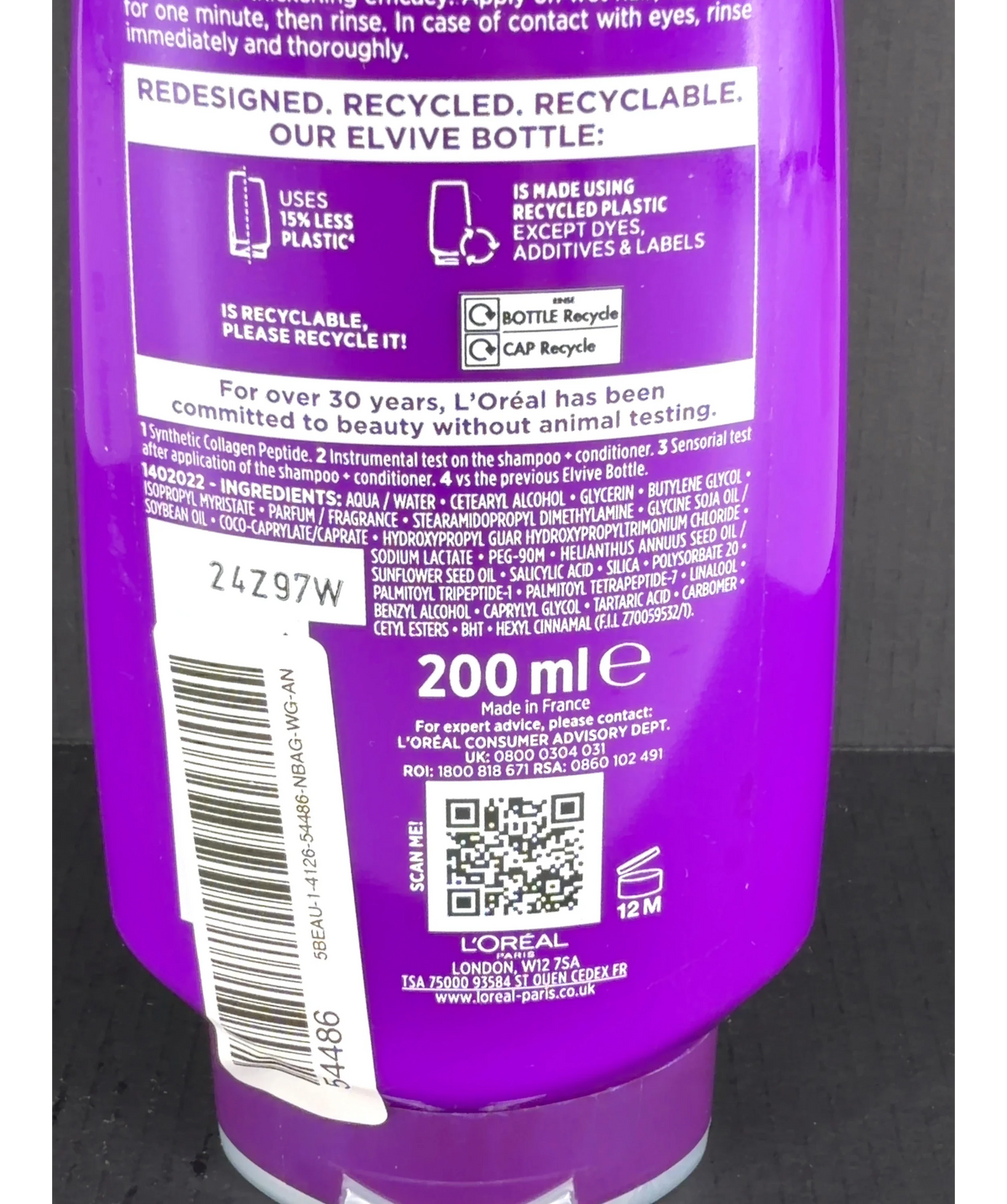 L'Oréal Paris COLLAGEN + LIFTER FIBRE DENSIFYING CONDITIONER, size 200ml — fabric detail