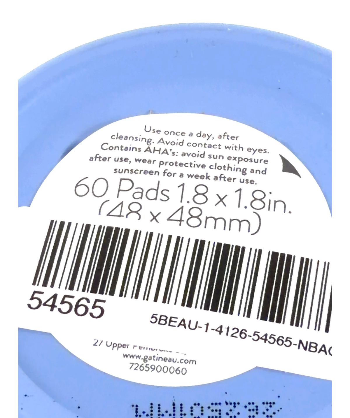 gatineau RENEWAL ULTIME MULTI-ACID RESURFACING PADS, size 60Pads — care label