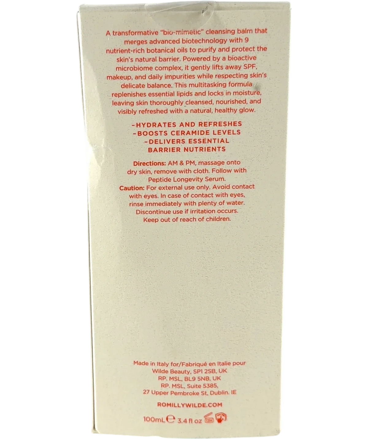 Romilly Wilde BALM-TO-MILK CLEANSER, size 100ml — back