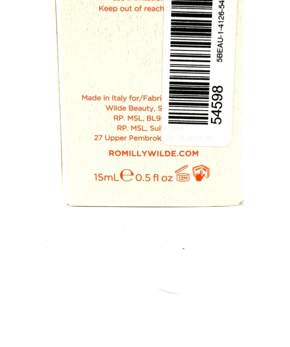 Romilly Wilde SCULPTING EYE SERUM, size 15ml — care label