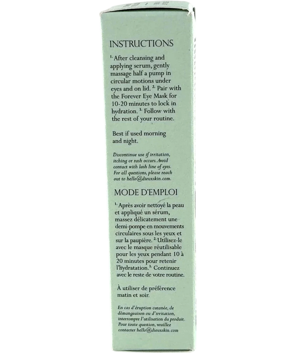 Dieux Smooth & Depuff Eye Serum, size 20ml — back