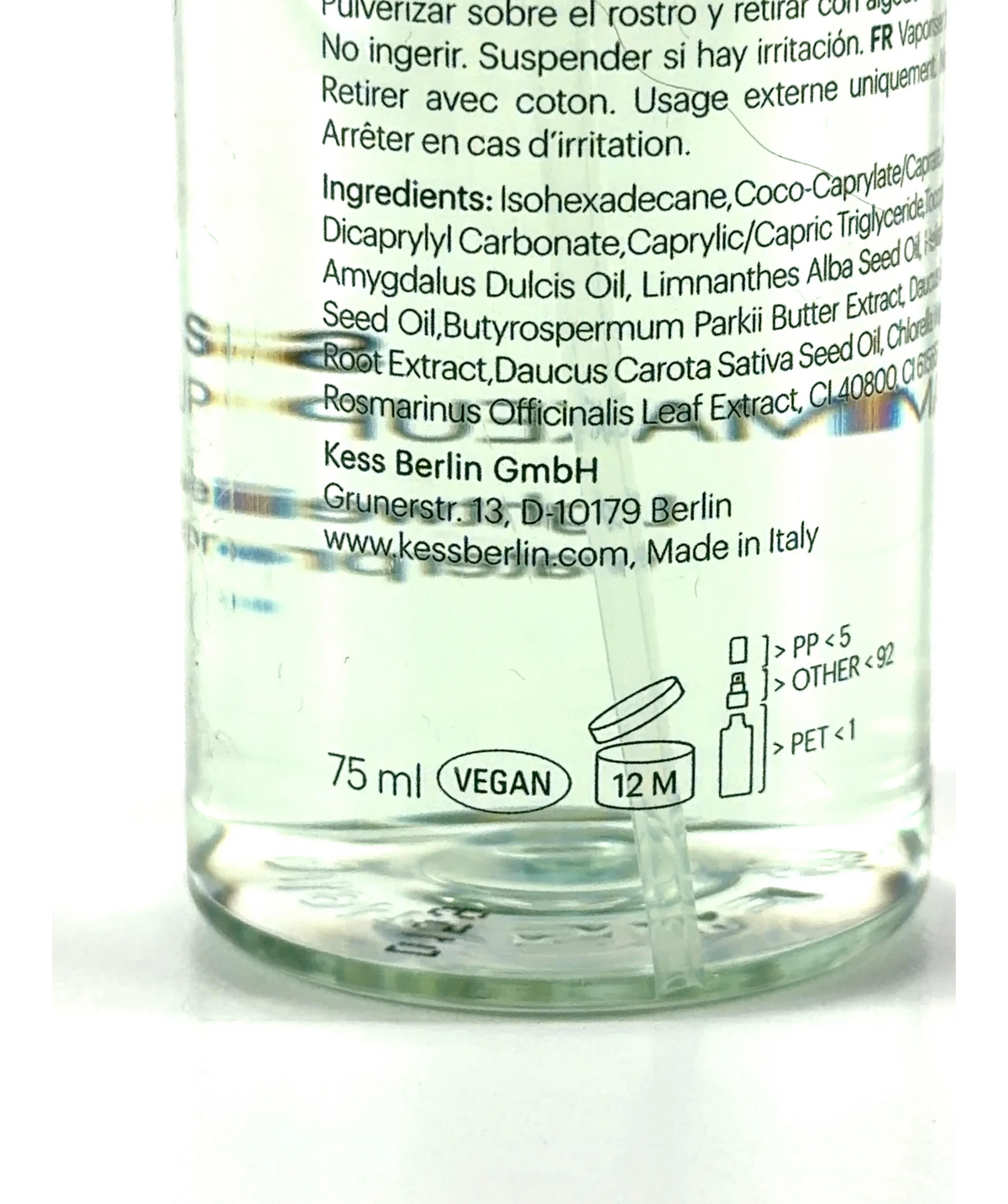 kess SPRAY OFF, size 75ml — care label