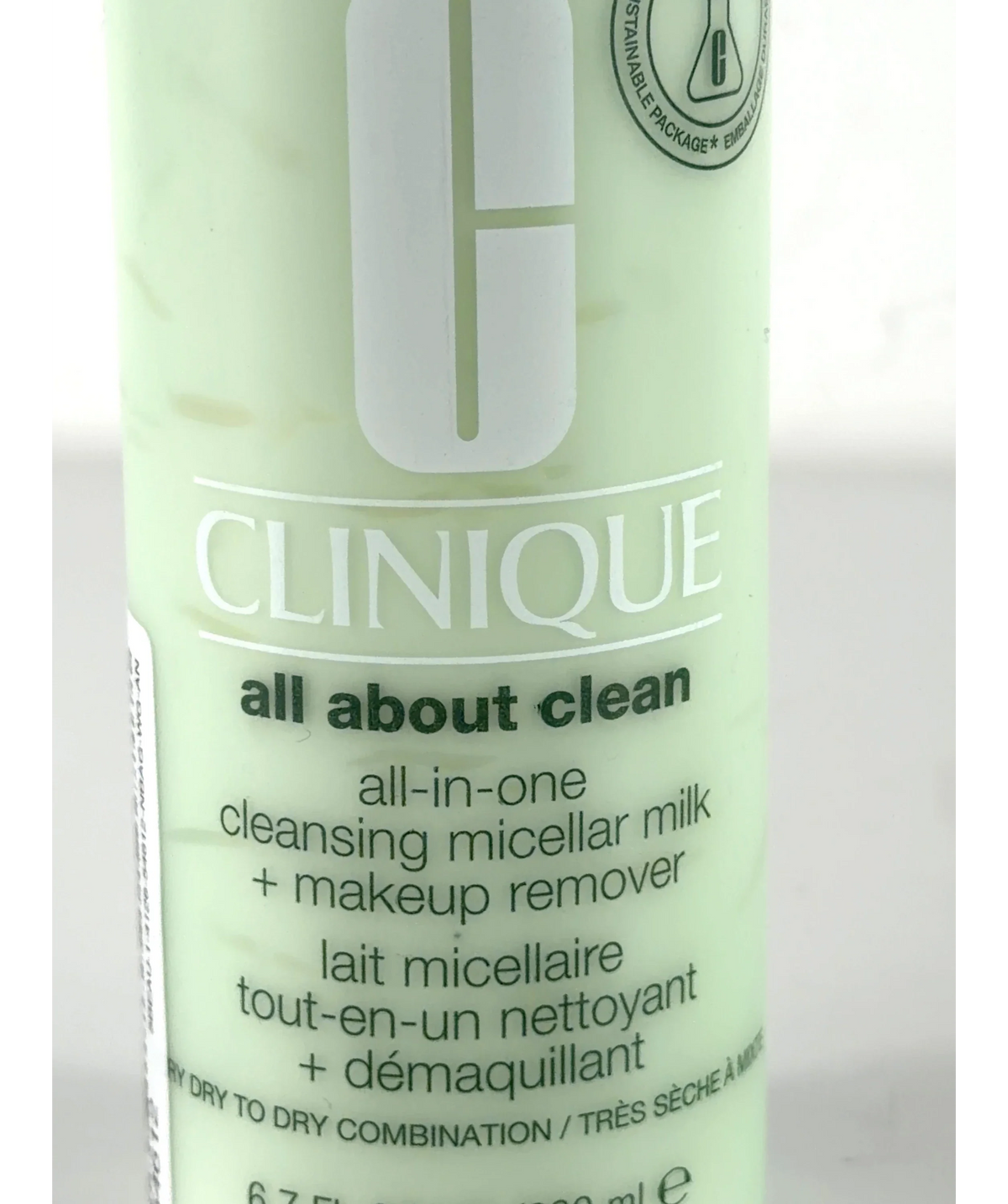 Clinique All About Clean All-In-One Cleansing Micellar Milk + Makeup Remover, size 200ml — label