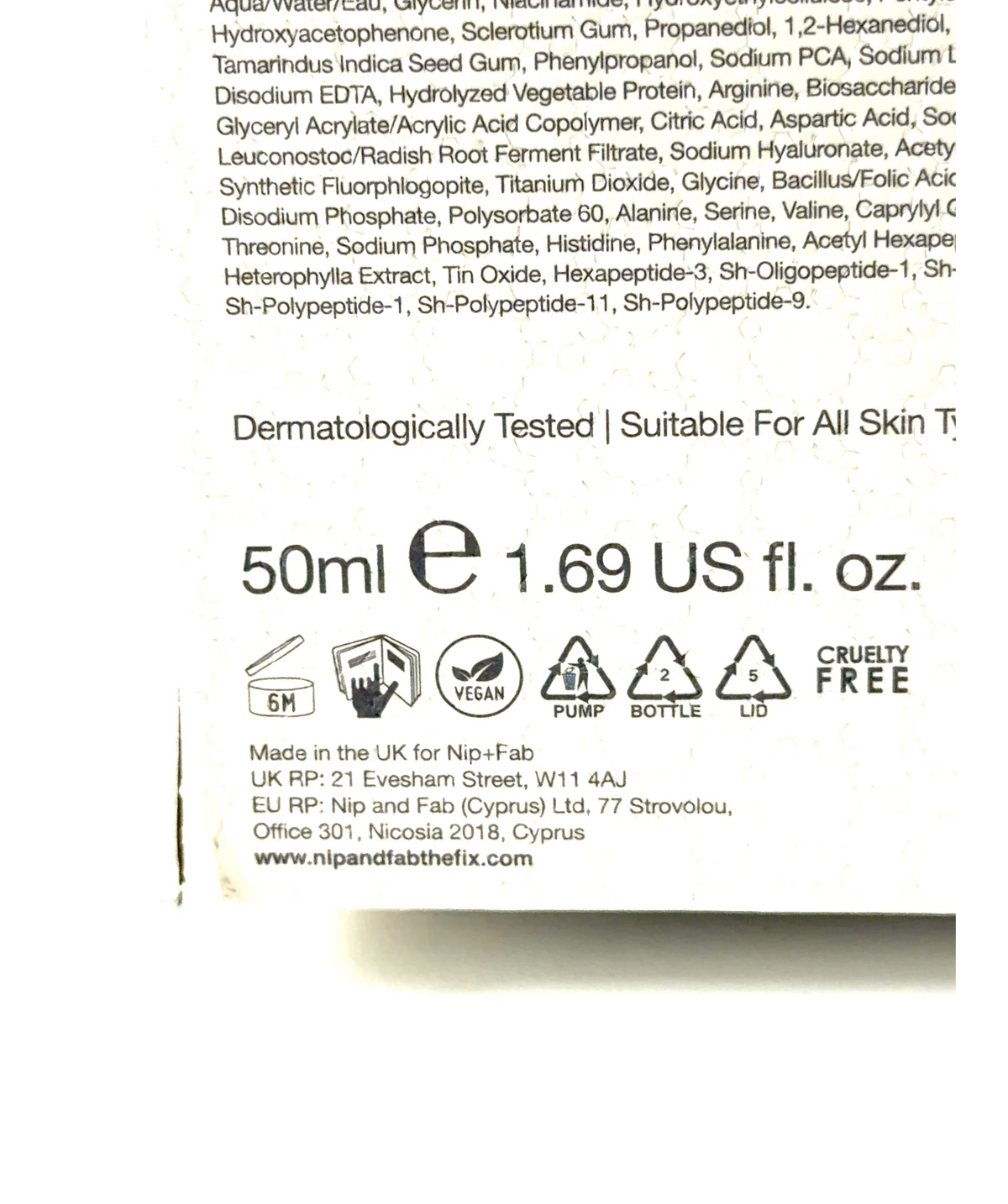 Nip+Fab the fix serum, size 50ml — care label