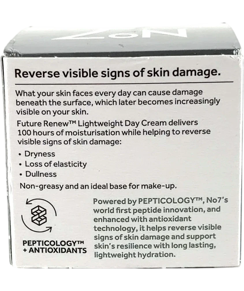 No7 Future Renew Lightweight Day Cream, size 50ml — back