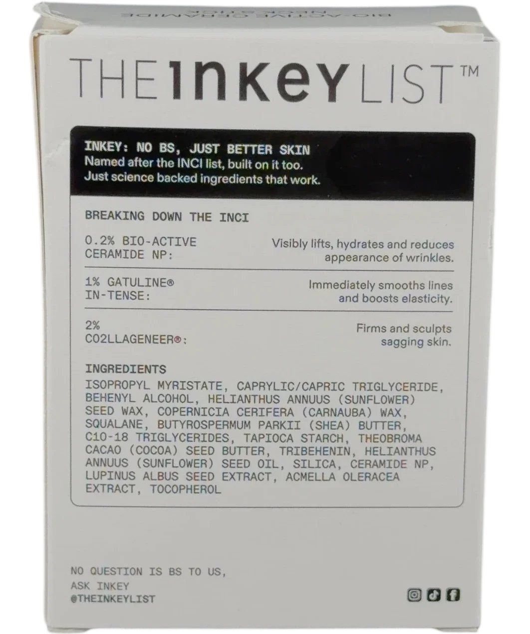 The Inkey List Bio-Active Ceramide Neck Stick, size 20g — back