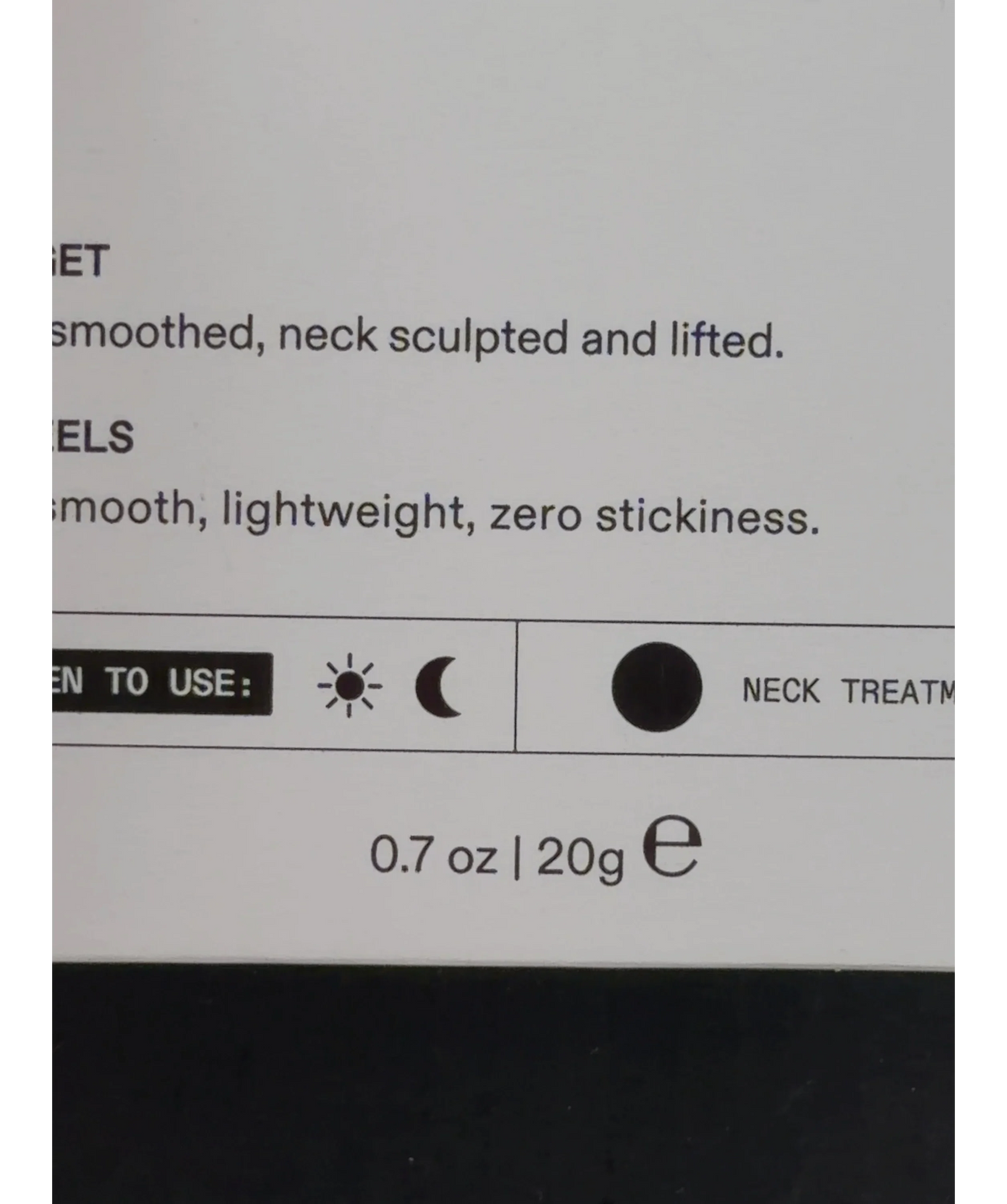 The Inkey List Bio-Active Ceramide Neck Stick, size 20g — care label