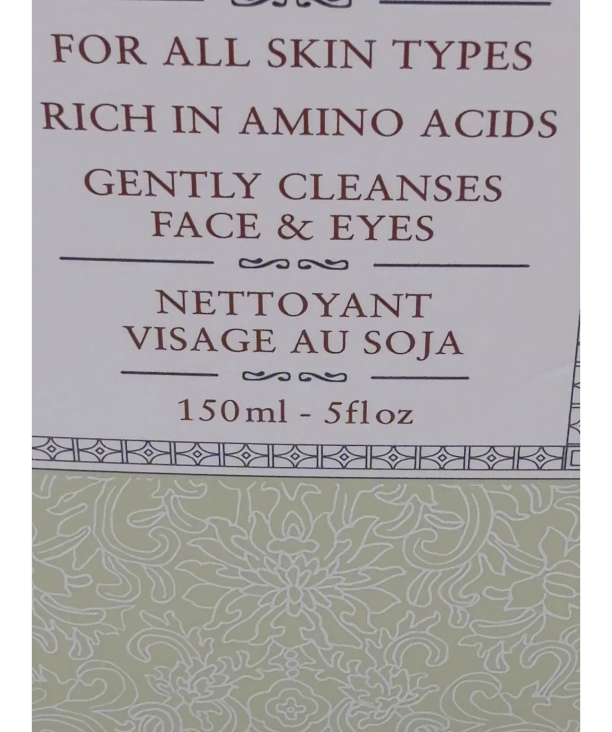 fresh Soy Face Cleanser, size 150ml — care label