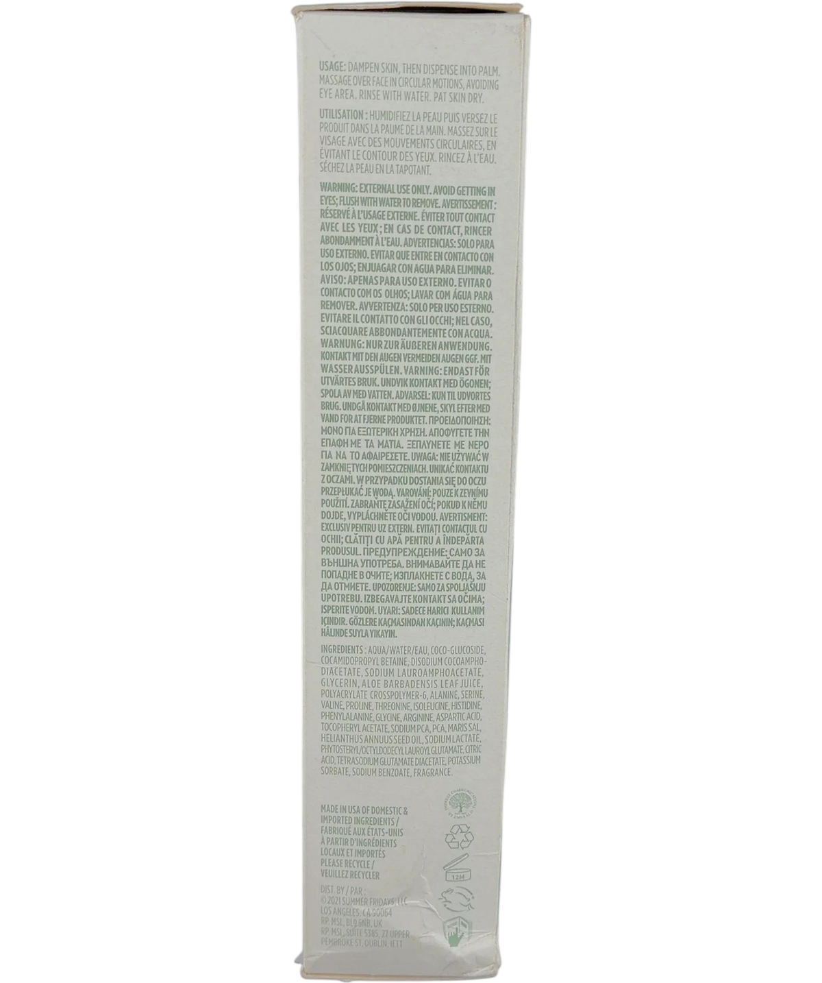 Summer Fridays SUPER AMINO GEL CLEANSER, size 150ml — back