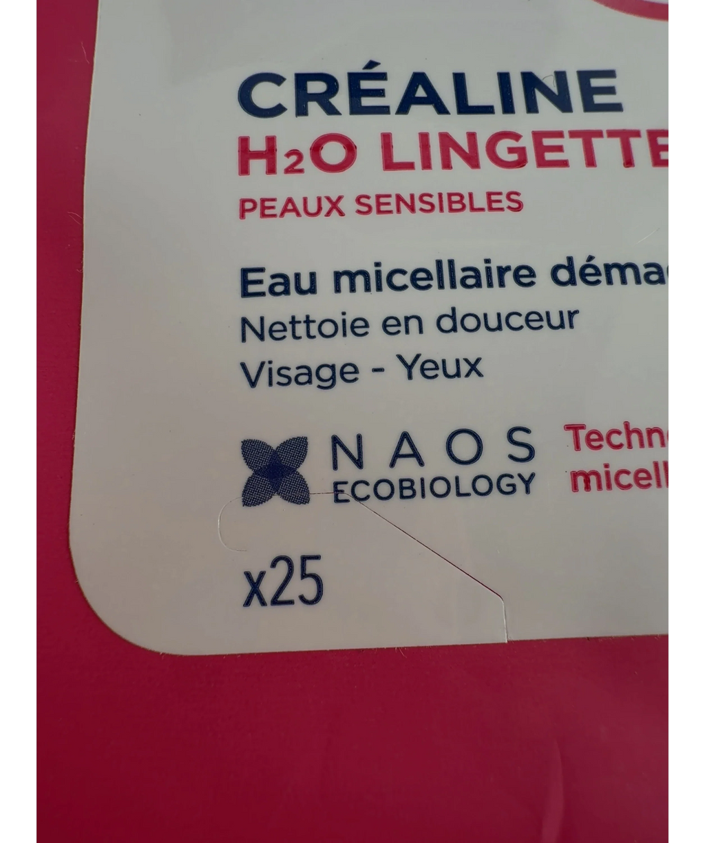 Bioderma Créaline H2O Lingettes, size 25 — care label