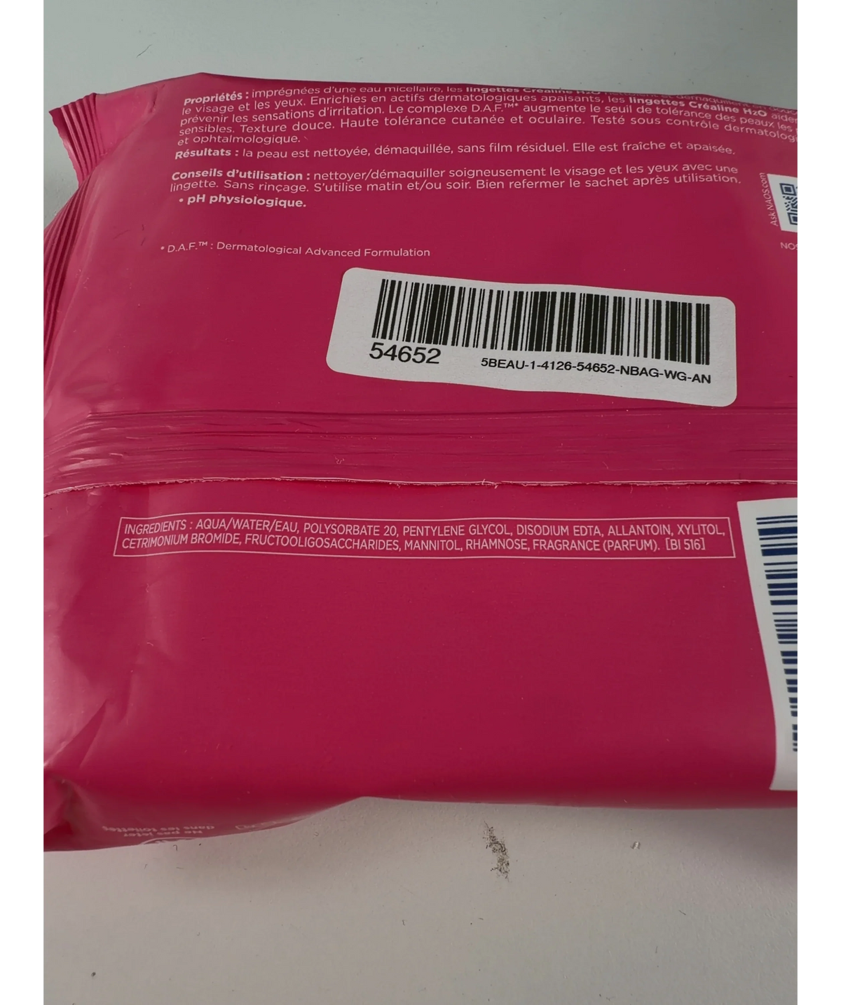 Bioderma Créaline H2O Lingettes, size 25 — fabric detail