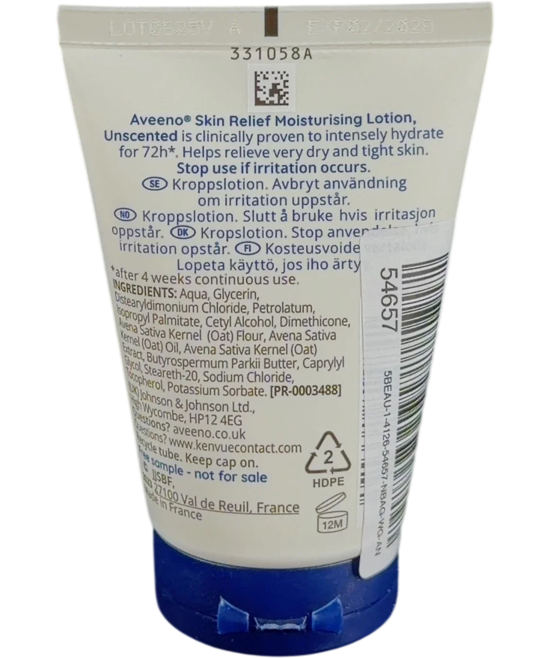 Aveeno Skin Relief Moisturising Lotion, size 50ml — back