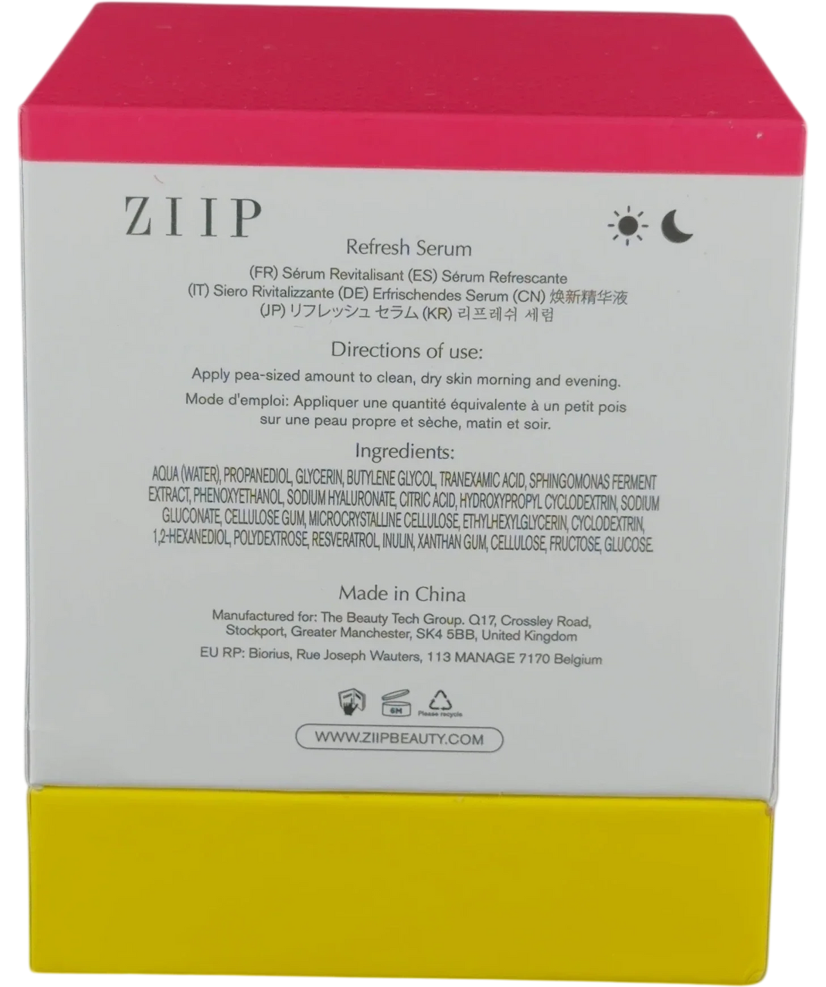 ZIIP Refresh Serum, size 30ml — back