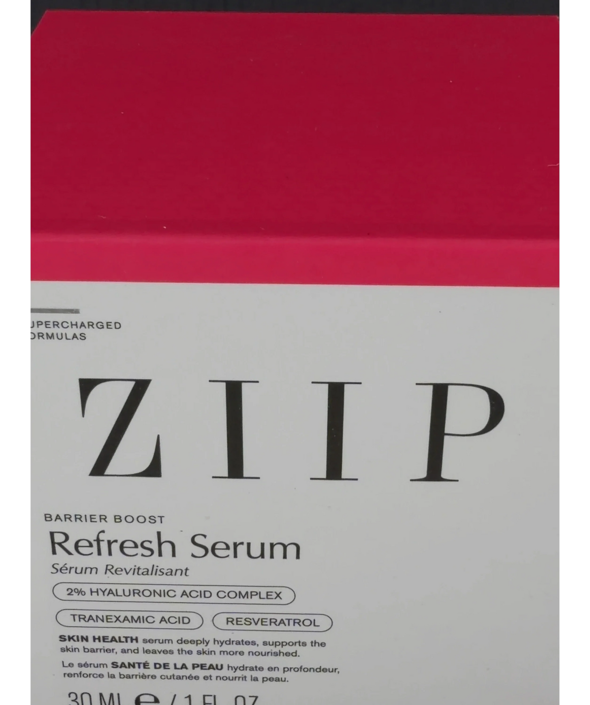 ZIIP Refresh Serum, size 30ml — label