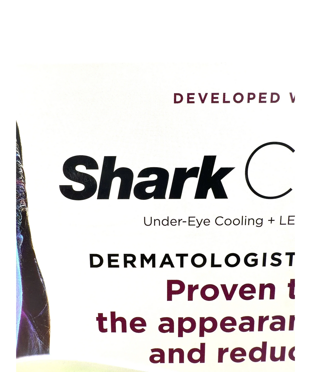Shark CryoGlow Under-Eye Cooling & LED Anti-Ageing & Blemish Repair Mask, size 1 — label
