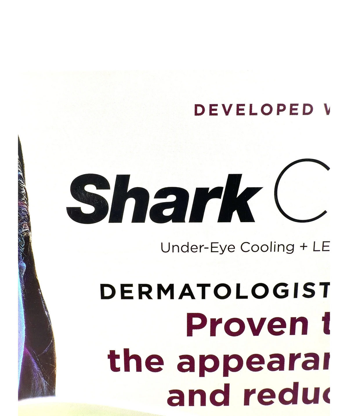 Shark CryoGlow Under-Eye Cooling & LED Anti-Ageing & Blemish Repair Mask, size 1 — label