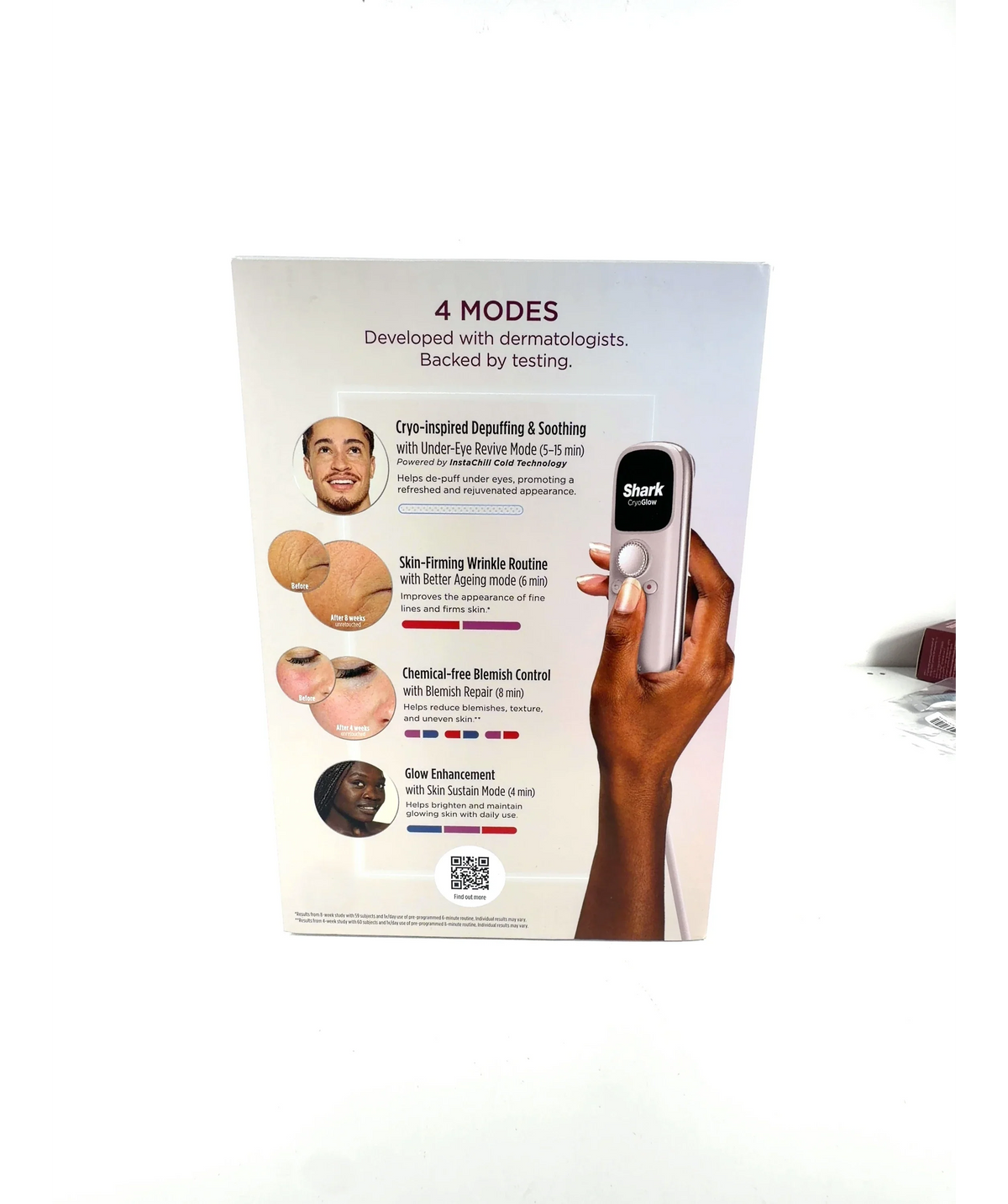 Shark CryoGlow Under-Eye Cooling & LED Anti-Ageing & Blemish Repair Mask, size 1 — care label