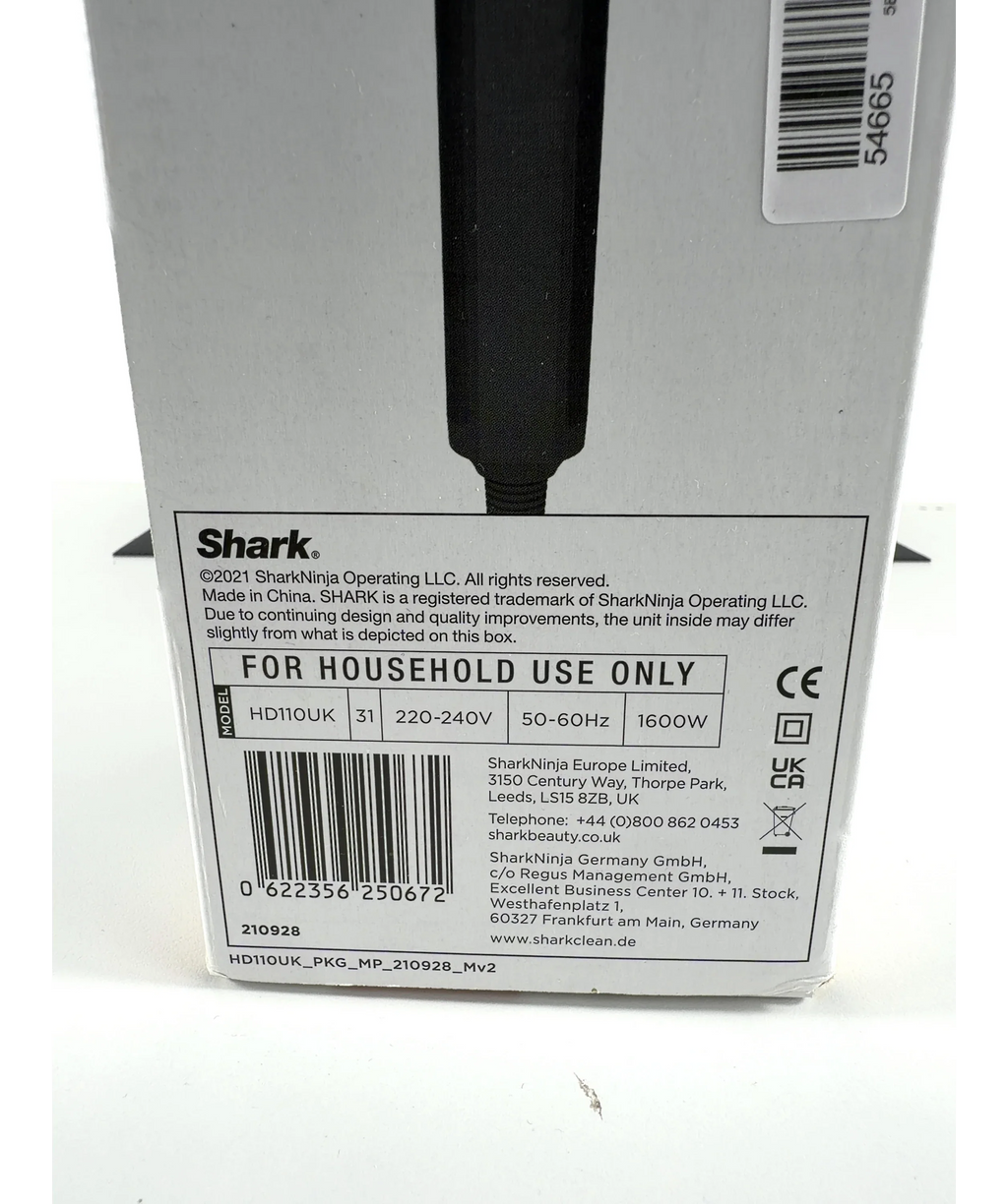 Shark STYLE iQ Hair Dryer & Styler, size 1 — care label