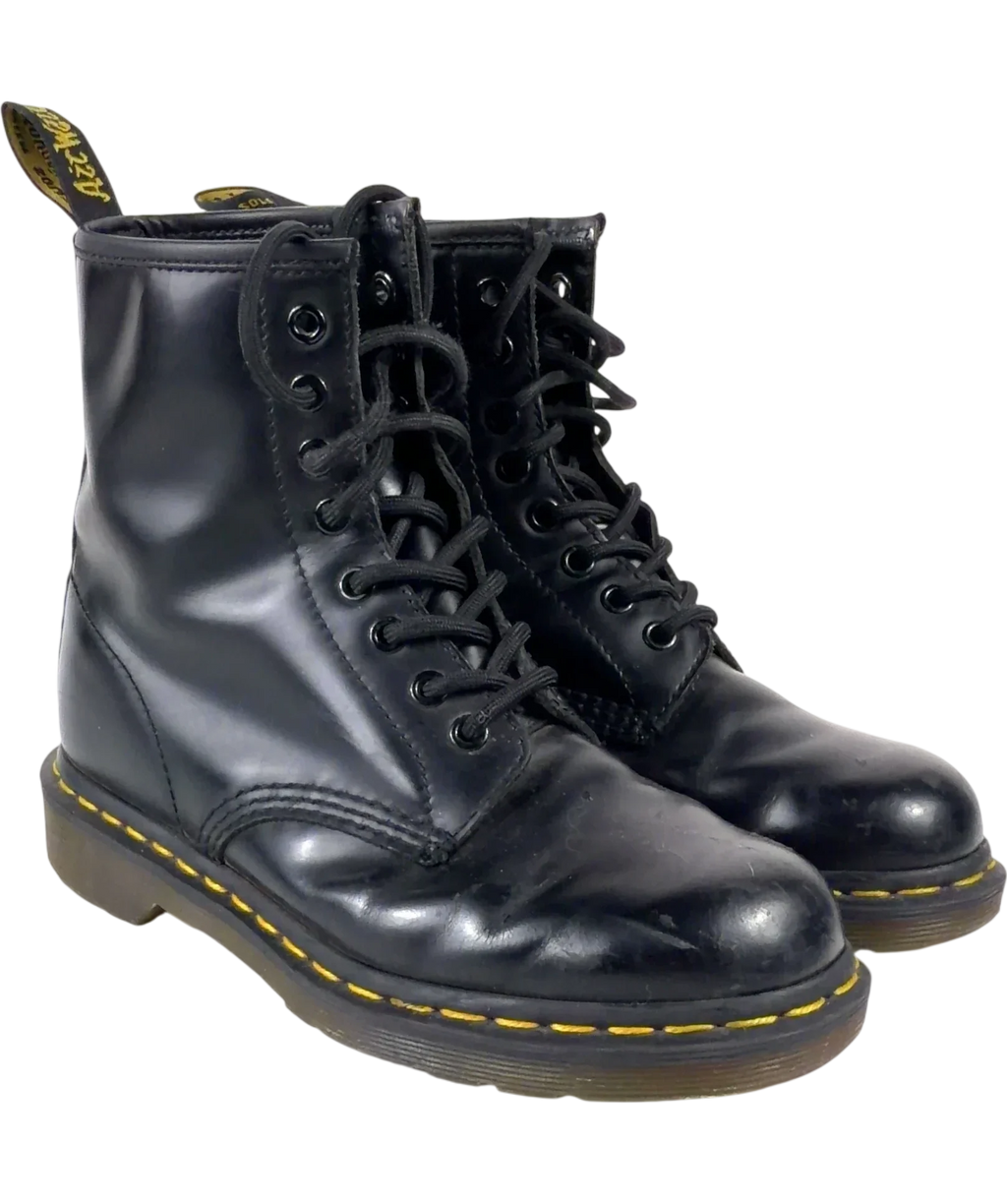 Dr Martens Black 1460 Smooth Leather 8-Eye Boot, size UK 5 EU 38 👠 — front