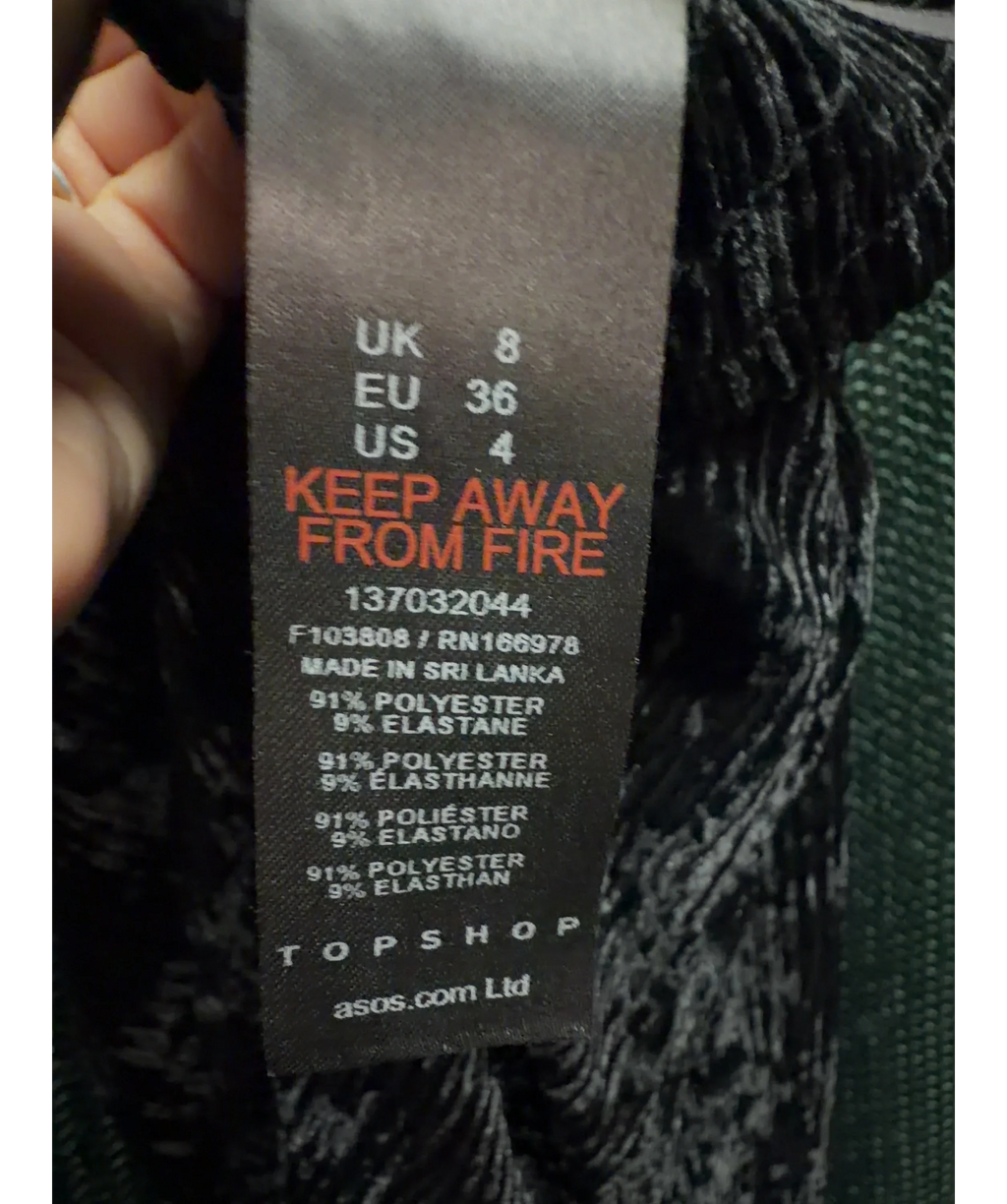 TOPSHOP Black pleated wide-leg trousers, size UK 8 — label