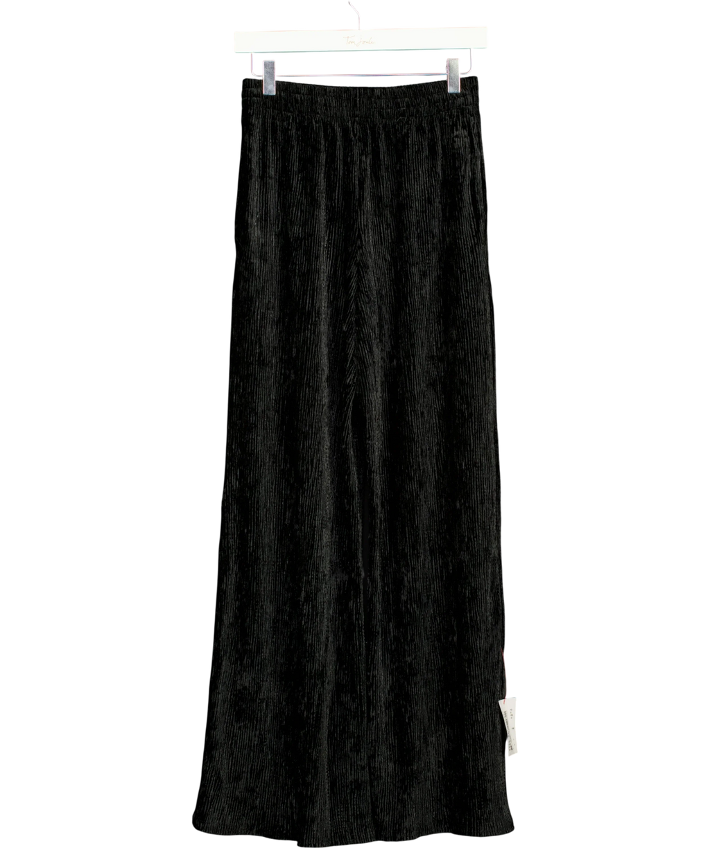TOPSHOP Black pleated wide-leg trousers, size UK 8 — front