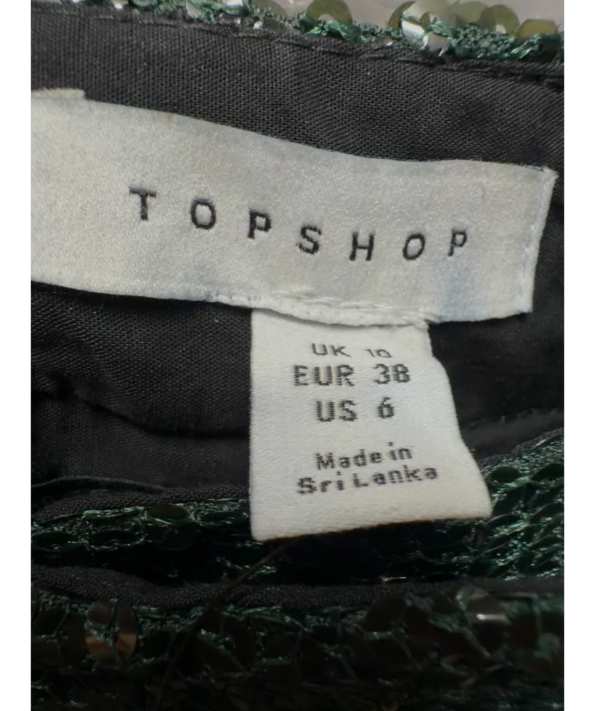 TOPSHOP Green Colour, size UK 10 — detail