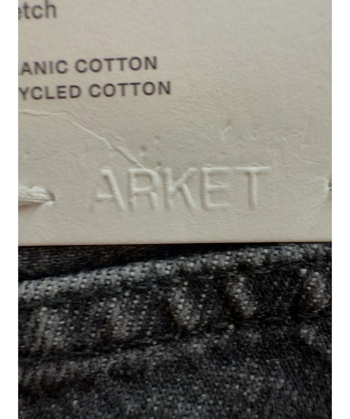 ARKET Grey Straight Leg denim, size W27 — detail