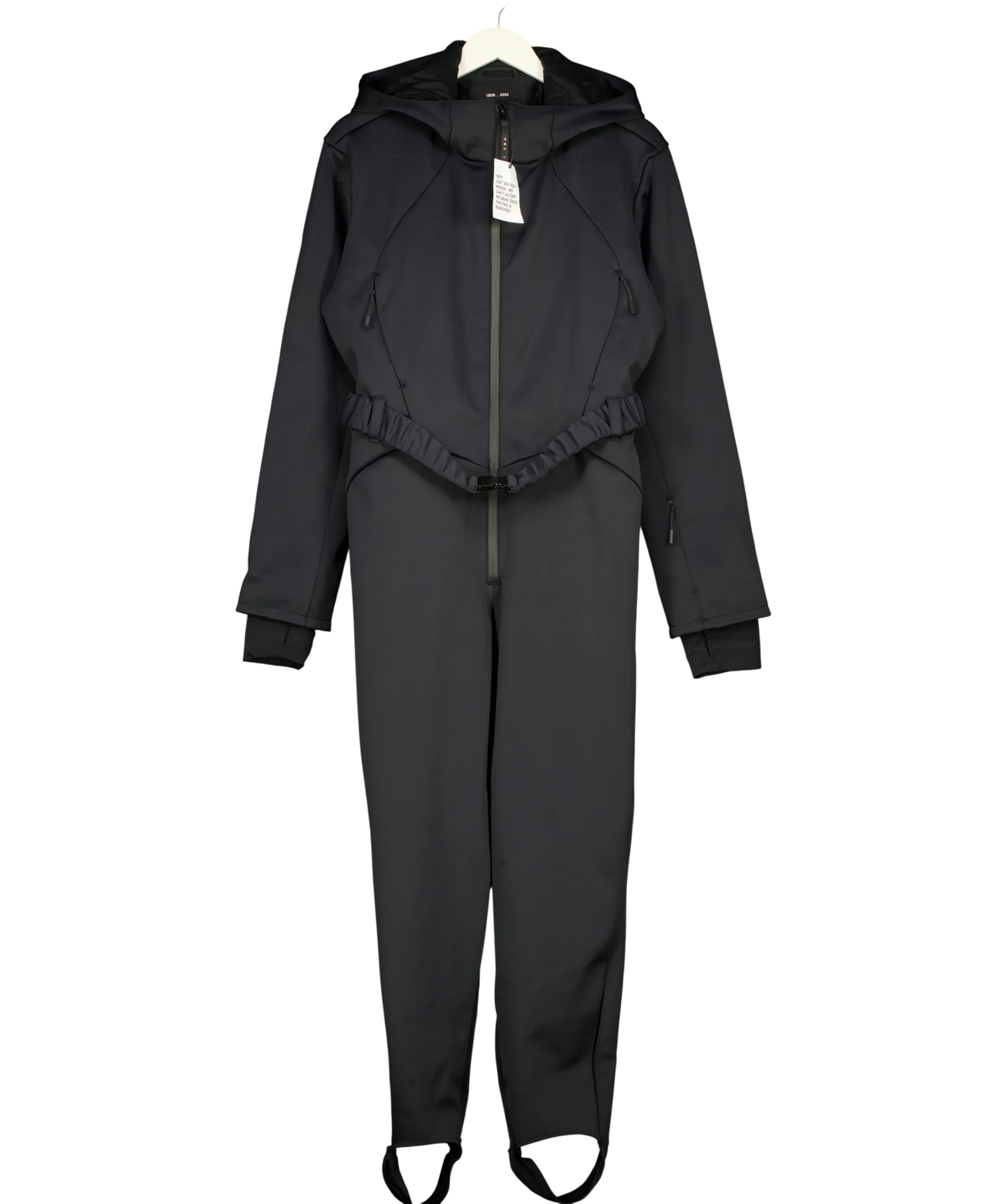 ASOS Black 4505 Curve Ski Soft Shell Belted Ski Suit, size UK 20 — front