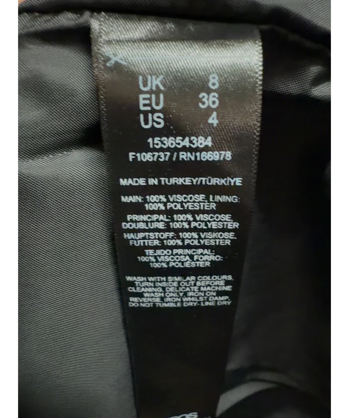 ASOS Black Colour, size UK 8 — label