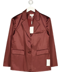 PRETTY LAVISH burgundy Beck Satin Oversized Dad Blazer, size UK 16 — front