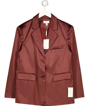 Pretty Lavish Premium Burgundy Satin Oversize Blazer UK 16