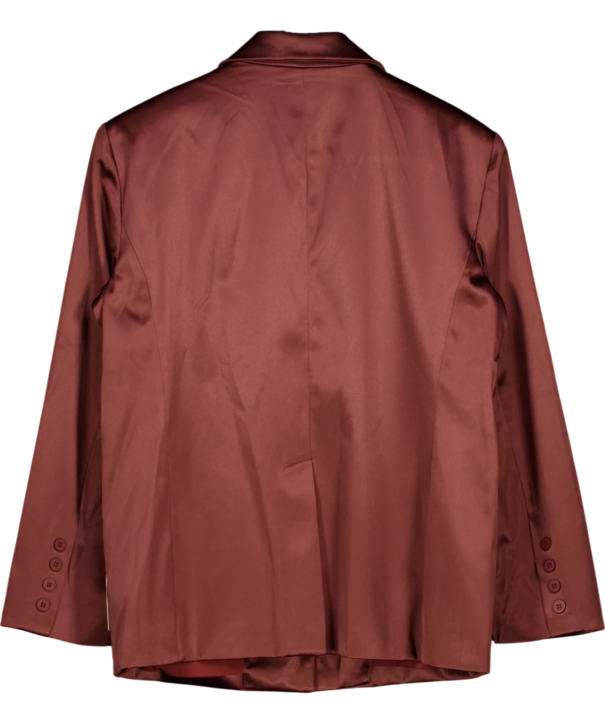 PRETTY LAVISH burgundy Beck Satin Oversized Dad Blazer, size UK 16 — back