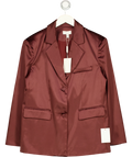 PRETTY LAVISH burgundy Beck Satin Oversized Dad Blazer, size UK 8 — front