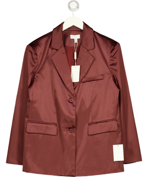 Pretty Lavish Premium Burgundy Satin Oversize Blazer UK 8