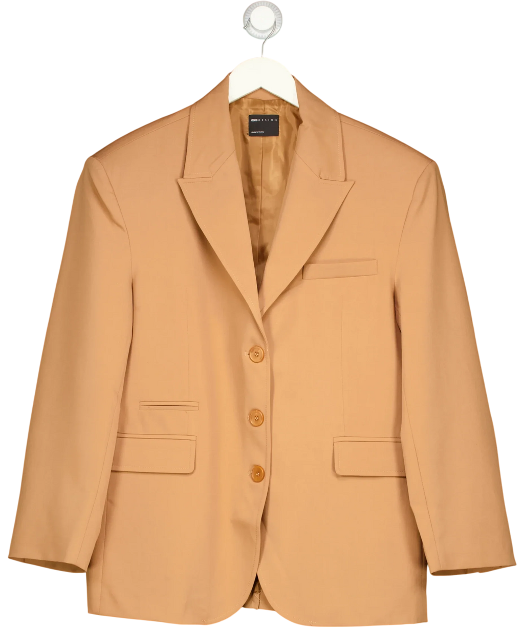 ASOS camel tailored single-breasted/three-button blazer, size UK 6-8 — front