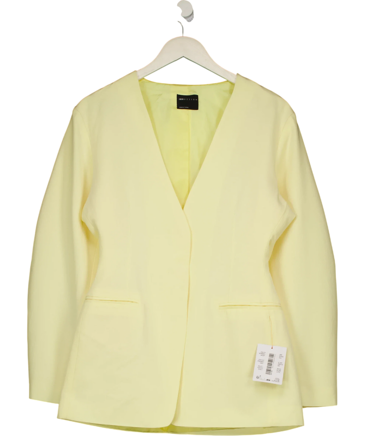 ASOS Yellow collarless blazer, size UK 10 — front