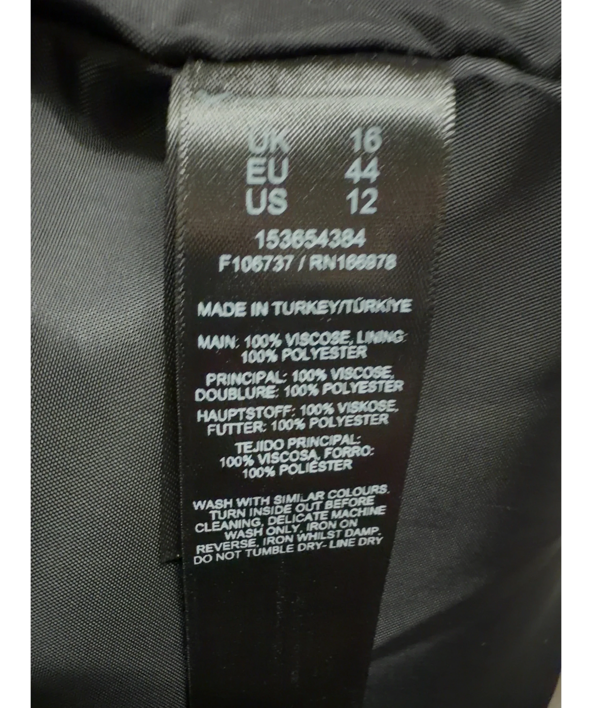 ASOS Black tailored blazer, size UK 16 — label