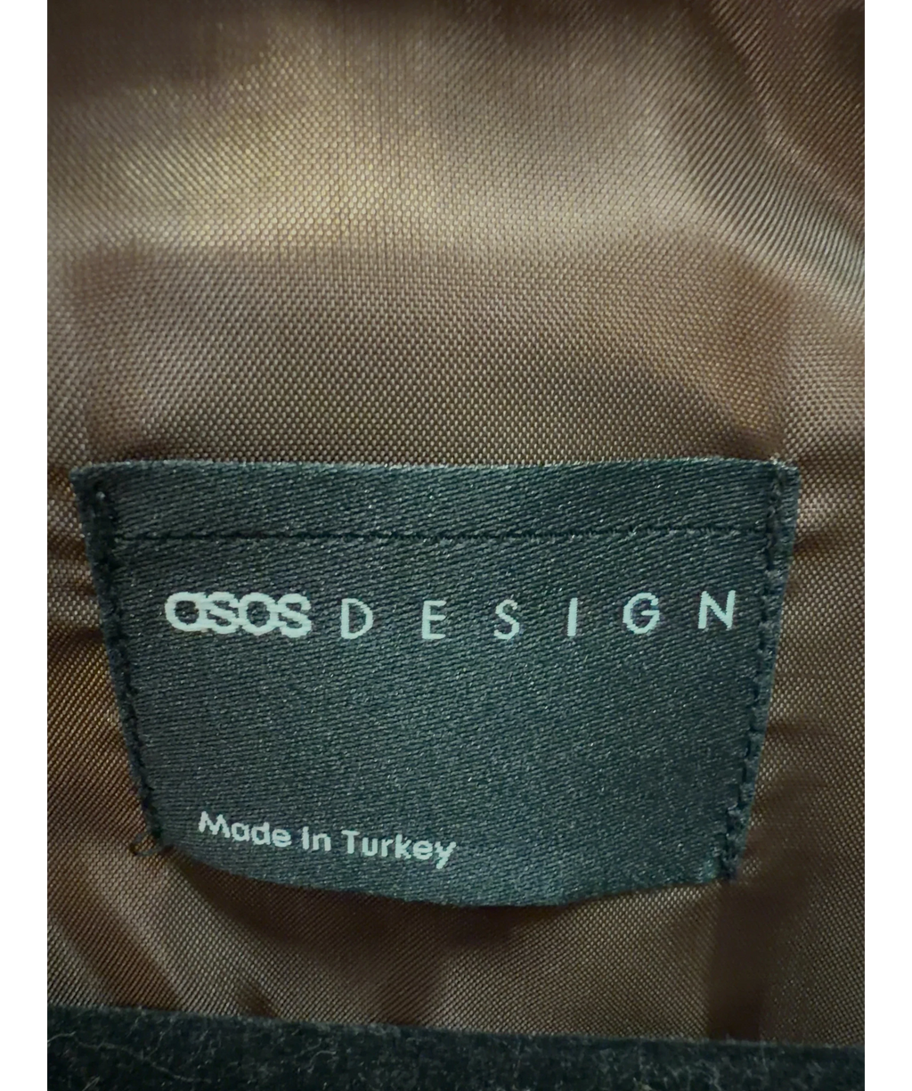 ASOS Brown square neck peplum jacket, size UK 8 — detail