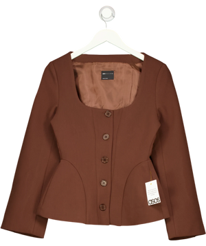ASOS Square Neck Peplum Jacket Brown UK 8